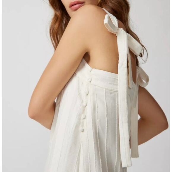 En Saison Laurent Midi Dress Cream Textured High Low Sleeveless Women's Large - Picture 9 of 16